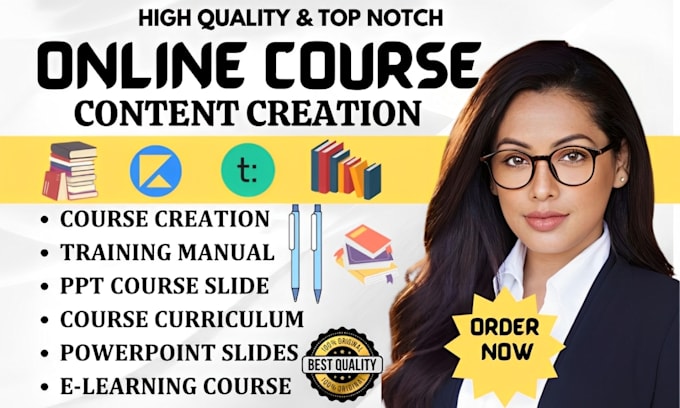 Gig Preview - Do online course content course curriculum training manual course creation ppt