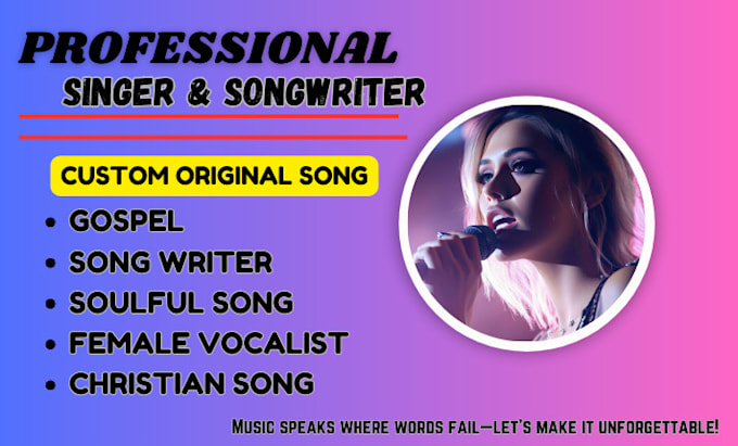 Bestseller - be your female vocalist for gospel song and singer songwriter for any genre