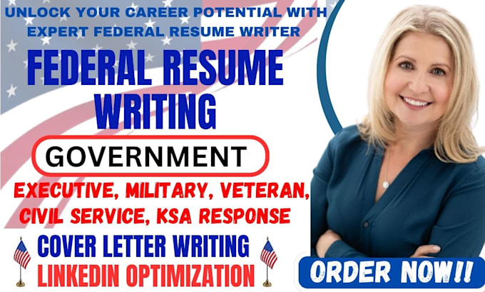 Gig Preview - Write ats federal, veteran, military resume, ksa, ecqs, mtqs,svp for usajobs