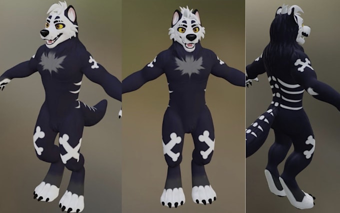 Gig Preview - Create custom 3d furry avatar 3d vr chart avatar vrc character for pc and quest