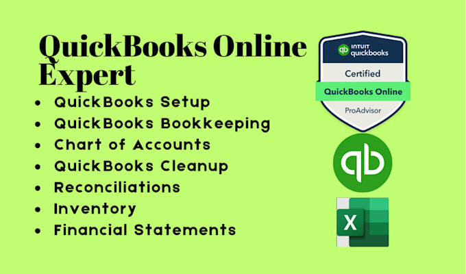 Gig Preview - Setup, do monthly bookkeeping, bank reconciliation using quickbooks online