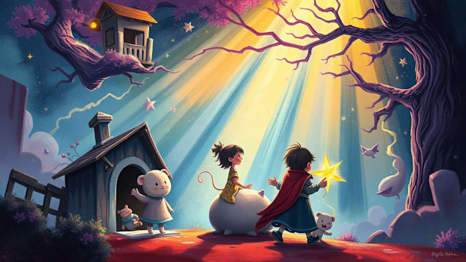 Gig Preview - Create magical storybook illustrations, kids storybook book cover for kdp