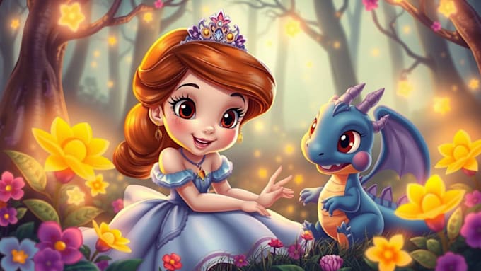 Gig Preview - Create magical illustrations for childrens stories, children storybook for kdp