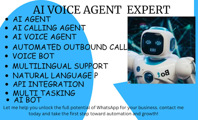 Gig Preview - Develop ai voice agent voice bot ai calling agent ai chatbot whatsapp chatbot