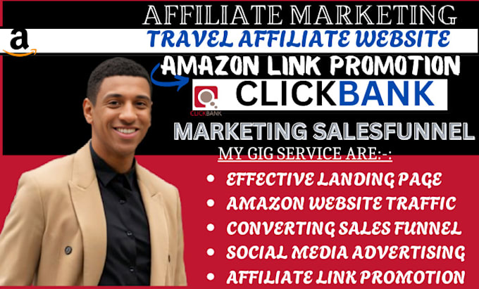 Gig Preview - Promote affiliate marketing link promotion clickbank amazon marketing funnel