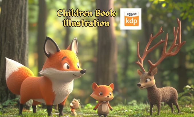 Gig Preview - 3d cartoon character for children book, kid story book, pet, animal illustration