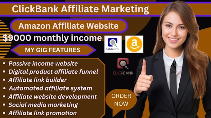 Gig Preview - Creat autopilot clickbank affiliate marketing amazon website link promotion