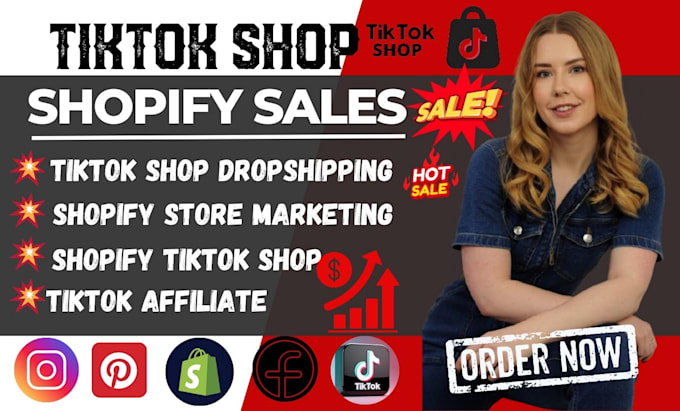 Gig Preview - Setup tiktik shop dropshipping shopify marketing tiktok shop sales shopify store