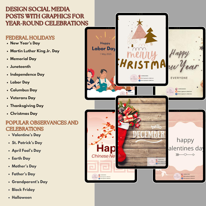 Gig Preview - Design social media posts with graphics for year round celebrations