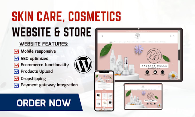 Gig Preview - Design skin care wordpress website, cosmetics website, makeup beauty website