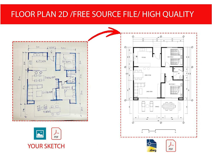 Gig Preview - Redraw floor plan for real estate agents, etc