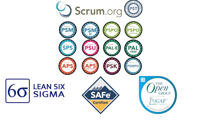 Gig Preview - Help in togaf safe agile scrum master psm pal and six sigma