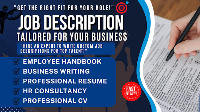 Gig Preview - Write optimized job descriptions, employee handbook for any business and company