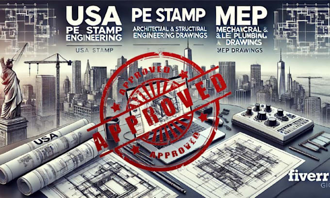 Gig Preview - Do USA pe stamp, architectural and structural engineering drawing, mep drawing