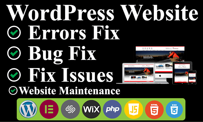 Gig Preview - Fix or maintainence of wordpress website issues, bugs, errors