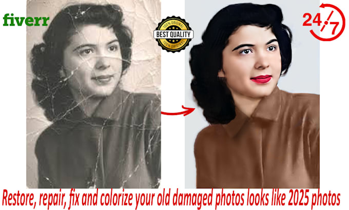 Gig Preview - Restore, repair, fix and colorize your old damaged photos