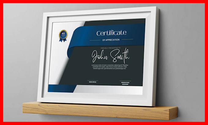 Gig Preview - Custom certificate design, diploma, award or sports 1 day