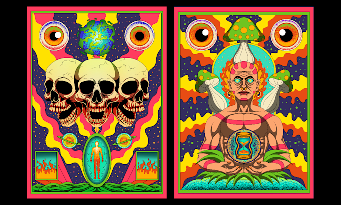 Bestseller - create unique and colorful psychedelic trippy poster