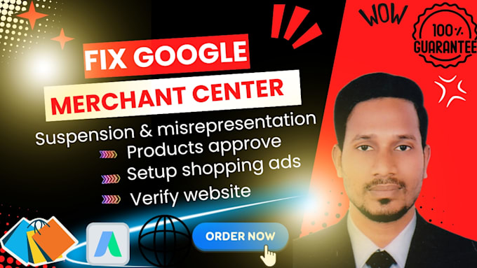 Gig Preview - Fix google merchant center suspension, misrepresnation,errors and shopping ads