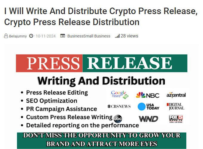 Gig Preview - Do professional press release distribution and press release writing