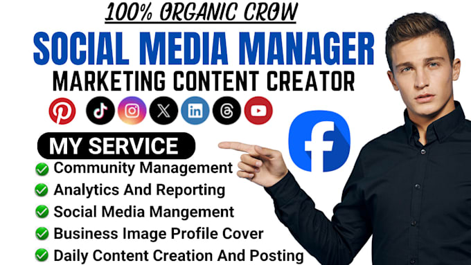 Gig Preview - Be your social media marketing manager fb manager shopify marketing ig manger