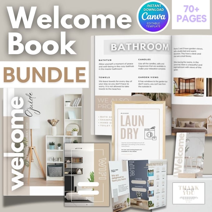 Gig Preview - Make a canva template for an airbnb welcome book, host bundle