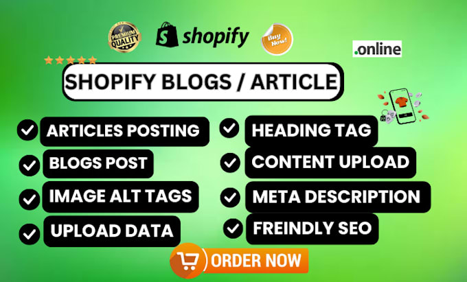 Gig Preview - Upload content and blog posts, optimize for SEO, on your shopify store