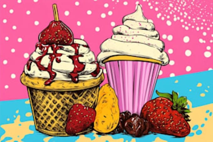 Gig Preview - Draw food pop art