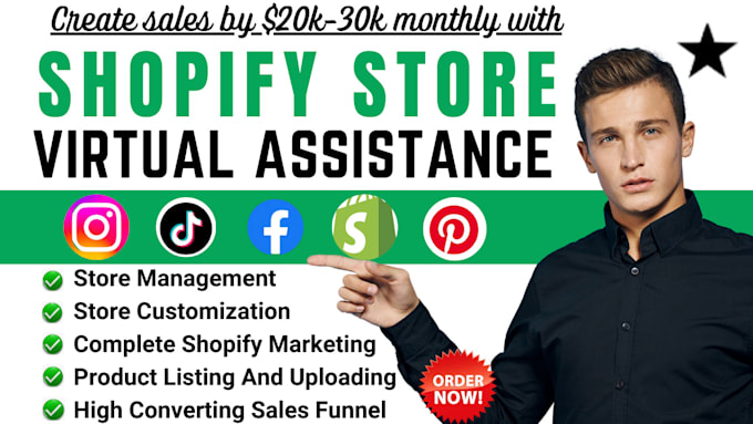 Gig Preview - Be your shopify virtual assistant shopify dropshipping store manger