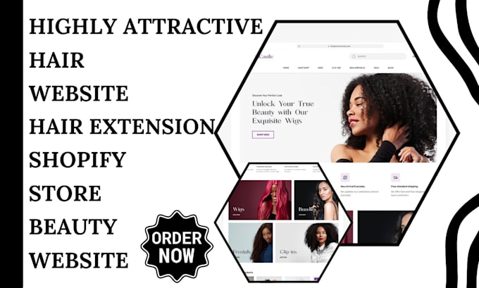 Gig Preview - Design attractive hair website hair extension shopify store beauty website