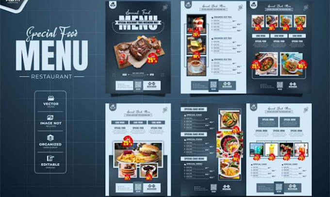 Gig Preview - Design a restaurant menu design, food menu, menu board or digital menu