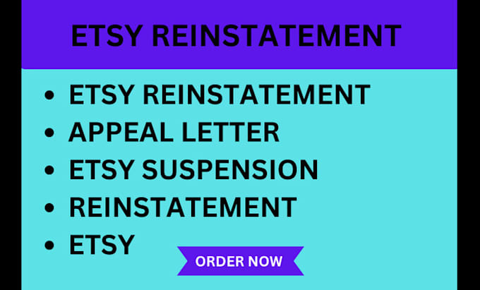 Gig Preview - Do etsy account reinstatement etsy appeals to reinstate etsy suspended account