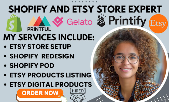 Gig Preview - Setup shopify print on demand store etsy digital products shopify printify pod