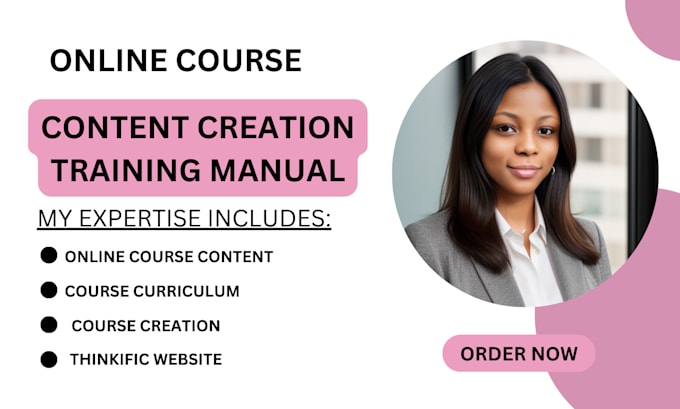 Gig Preview - Do course creation, course curriculum, online course website