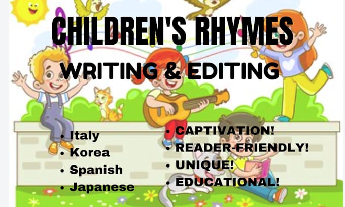 Gig Preview - Sing,write,produce kids,nursery rhyme, adorable,baby logo childrens school music