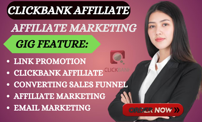 Gig Preview - Do clickbank affiliate marketing link promotion sales funnel landing page