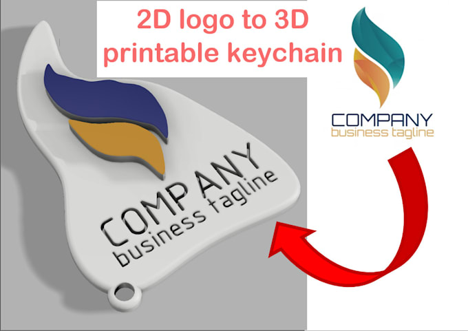 Gig Preview - Make company 3d printable keychain logo designs