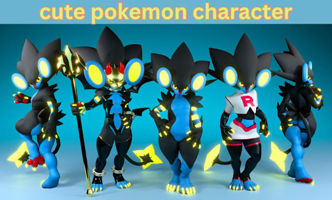 Gig Preview - Design pokémon chibi cartoon character fakemon anime 3d model figure character