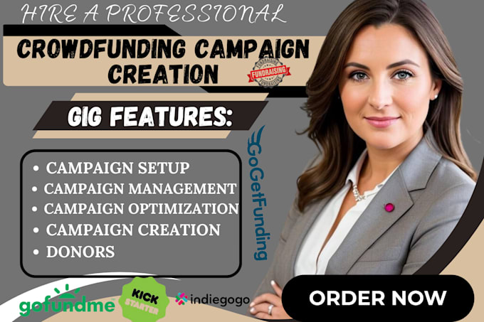 Gig Preview - Do crowdfunding campaign creation for kickstarter indiegogo gofundme campaign