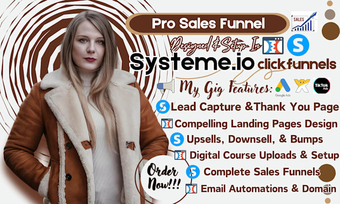 Gig Preview - Design systeme io sales funnel, clickfunnels landing page, connect domain dns