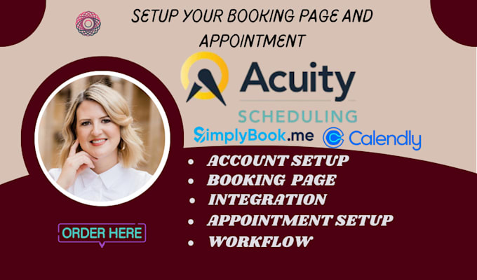 Gig Preview - Set up acuity scheduling, square, calendly, or booking appointments acuity