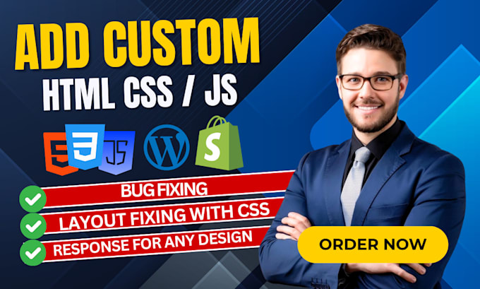 Gig Preview - Add custom wordpress HTML, CSS, and js code to shopify, and wordpress website