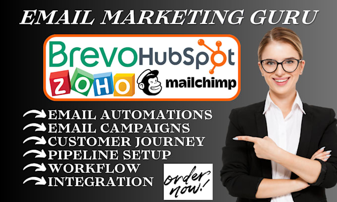 Gig Preview - Setup brevo sendinblue klaviyo mailchimp workflow zoho hubspot email automations