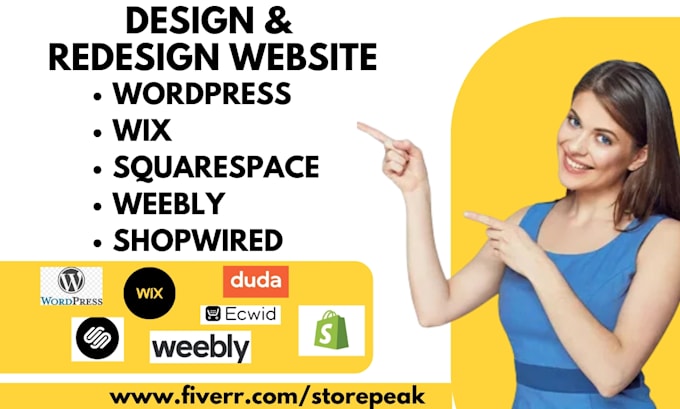 Bestseller - design website via wordpress squarespace shopwired shopify webflow ecwid wix