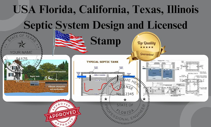 Bestseller - do usa fl, cl, tx, il septic system design and licensed stamp