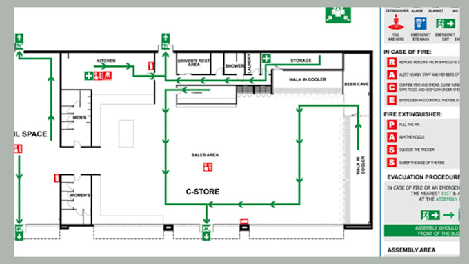 Bestseller - design fire evacuation plan, diagram, emergency and egress plan