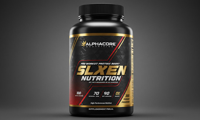 Gig Preview - Design supplement bottle label, vitamin, pre workout supplement label design