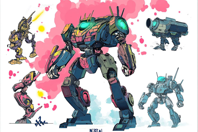 Gig Preview - Illustrate robots and armored characters