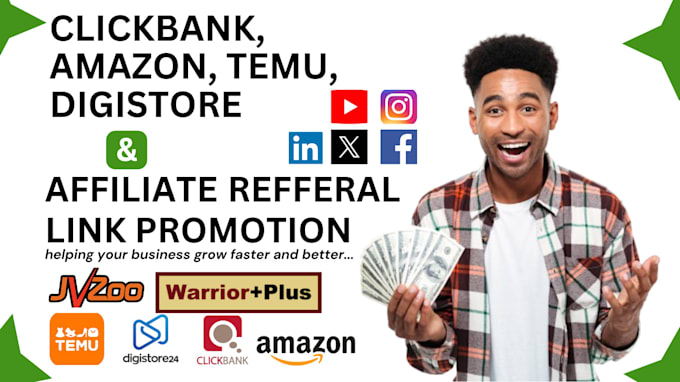 Gig Preview - Clickbank affiliate promotion temu affiliate referral link promotion amazon