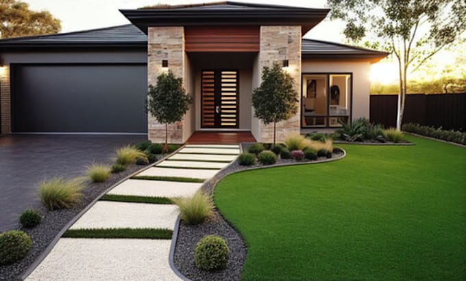 Gig Preview - Landscape design, backyard design and front yard design with realistic rendering